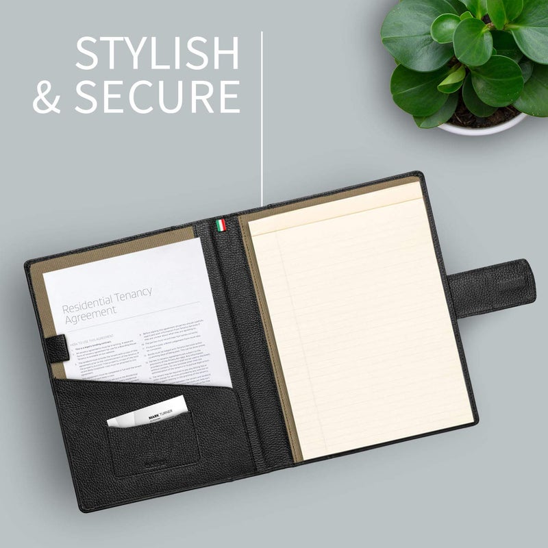Maruse Italian Leather Executive Padfolio, Folder Organizer with Magnetic Closure and Writing Pad, Handmade in Italy, Black - Image 4